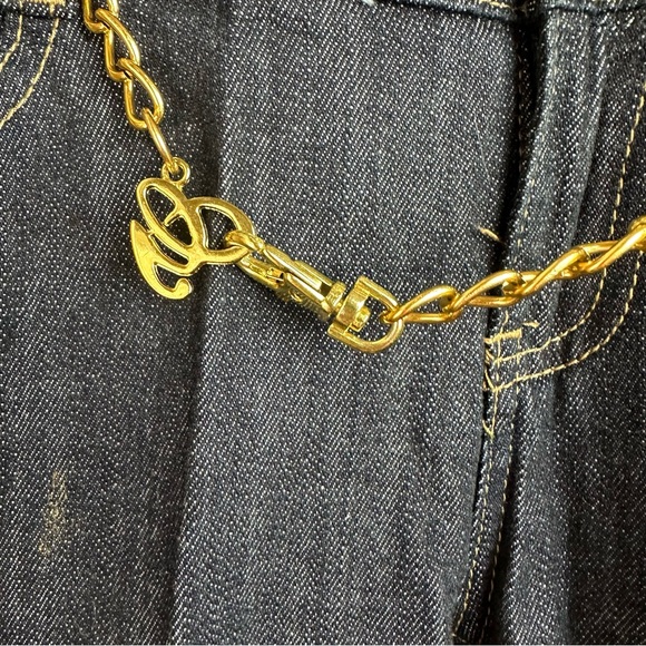 G-Unit Y2KVintage Super HighRise Embroidered Cross Wings Gold Chain Belt Jeans 3 - Picture 10 of 16